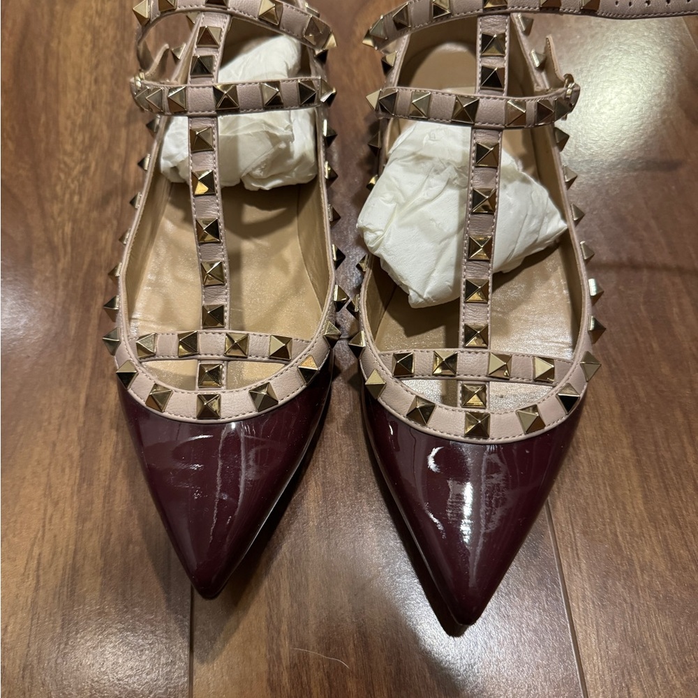 Valentino Studded Burgundy Women's flats